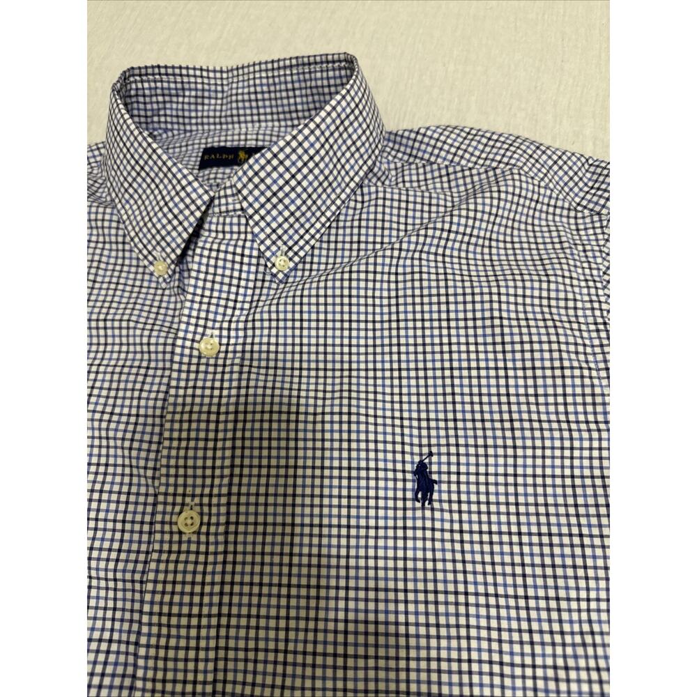 Polo Ralph Lauren Shirt Mens XL Blue Gingham Classic Fit Button Down Cotton EUC - Picture 2 of 8